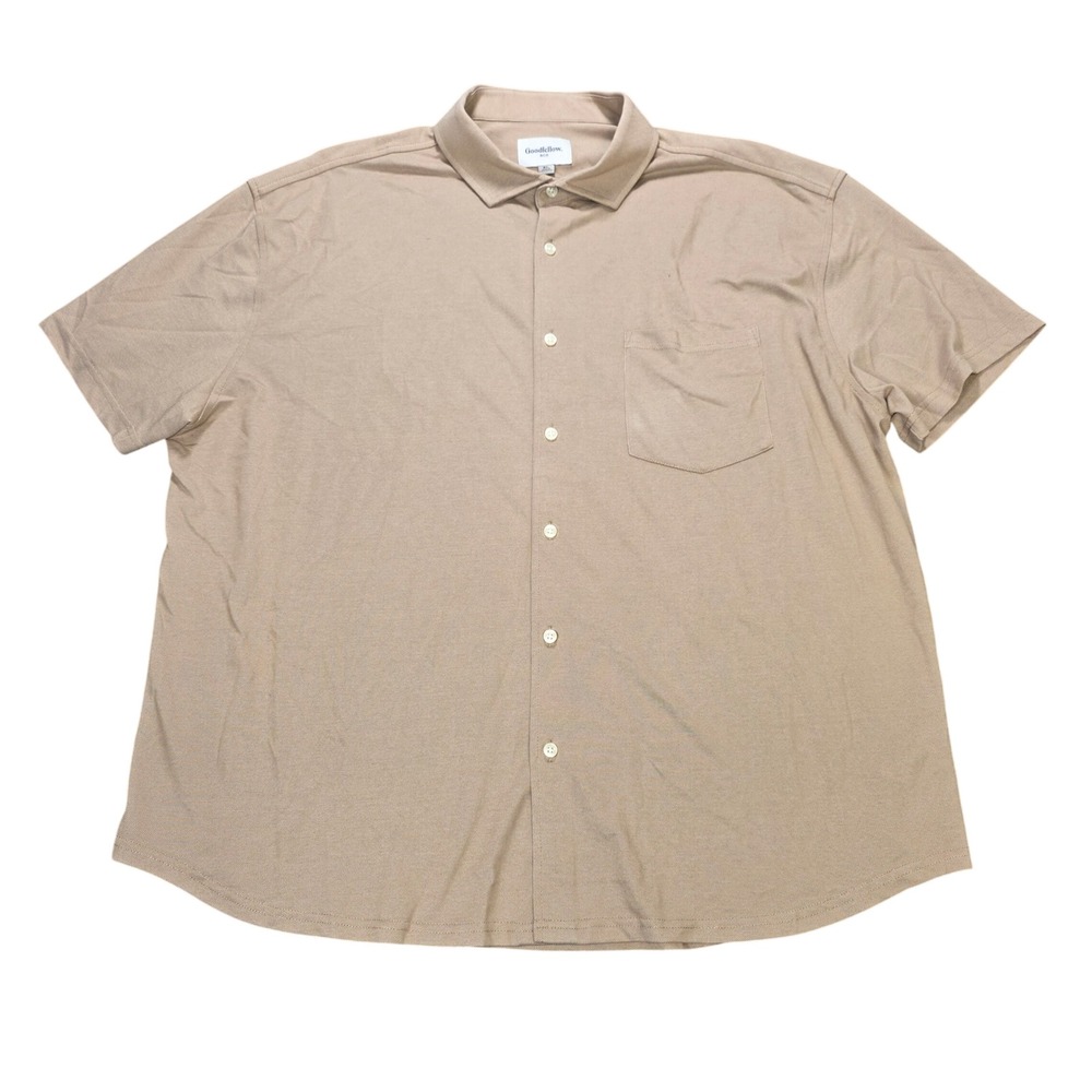 Goodfellow & Co Pique Button Down Shirt Men's Size XL Tan Short Sleeve NWT